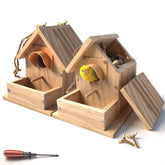 Paiaojia bluebird houses outside with pole in natural cedar for outdoor use.
