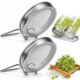 Palksky sprouting lid on wide-mouth jar enables quick, controlled bean sprouts indoors.
