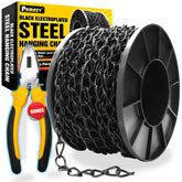 PAMAZY 50FT black hanging chain roll for versatile indoor and outdoor use.