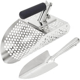 PAMLIAPY sand scoop for metal detecting in durable stainless steel for reliable beach treasure hunts.