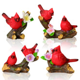 Pamonrueer cardinal figurine on branch with flowers for home decor
