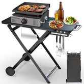 Pariplus grill table stand front view showing spacious 34x20 inch workspace for prep