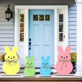 Party Greeting Easter bunny yard sign pink enhances curb appeal and festive porch decor.