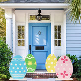 Party Greeting Easter egg yard decor pink on porch for a bright welcome