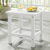 PASAMIC Adirondack square table white side view ideal for patio gatherings.