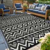 PASAMIC waterproof outdoor rug 5x8 with geometric diamond gray design for patios and decks