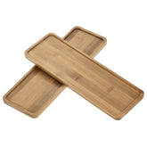 PATIKIL bamboo rectangular plant saucer with raised edge protects surfaces and keeps pots tidy