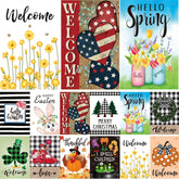 Pating Seasonal Flags 12x18 double-sided design for year-round outdoor readability.
