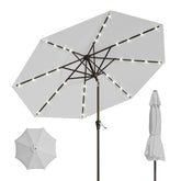 Patio Kingdom 10FT solar umbrella canopy provides durable shade and UV protection.