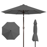 Patio Kingdom 9ft umbrella with fiberglass ribs flexes in breezes for durable shade.
