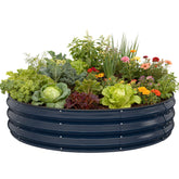 Pattiumo galvanized round raised bed for vegetables, ideal for outdoor gardens.