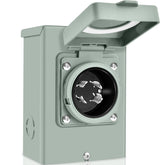 PAULINN 30A generator inlet box front view, weatherproof outdoor unit for backup power.