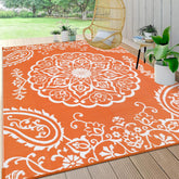 Pauwer reversible floral outdoor rug on patio for easy decor refresh