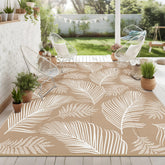 Pauwer waterproof outdoor rug 10x14 with reversible leaf pattern for durable patio use.