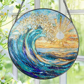 Pauyadu Sea Wave suncatcher casts rainbow light through bright windows.
