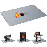 PAWBOSE 65x48 inch grill mat under grill protecting deck from heat and splatters.