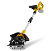 Paxwrenx cordless garden tiller assembly shows tool-free setup for quick garden prep