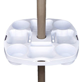 PayandPack Myard umbrella tray white, top view for beach setups.