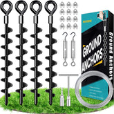 Payivsve ground anchors with spiral blades secure soil grip for wind resistance.