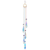 PEDOBO crystal teardrop prism suncatcher creating sparkling rainbows in sunlight.