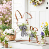Pelopy gold Easter bunny decor in two sizes for garden display and festive ambiance.