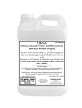Pendelton Turf 18-3-6 bottle highlights slow-release nutrients for steady growth.