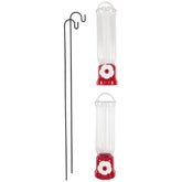 Pennington Planter Hummingbird Feeder with 2.3 oz capacity beside flowers.