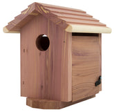 Pennington Pride cedar birdhouse front view—durable exterior for backyard nesting.