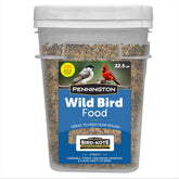 Pennington wild bird food in a 22.5-lb bucket ready for year-round feeding