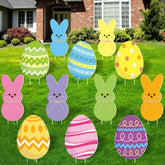 Peony Man Easter yard sign featuring bunny and egg design to boost curb appeal.
