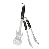 PEPKICN rock guitar spatula front view, sturdy stainless steel for flipping burgers.