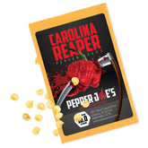 Pepper Joe's Carolina Reaper seeds pack front—premium gardening start for heat lovers.