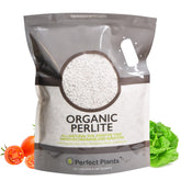 PERFECT PLANTS Organic Perlite bag close-up, highlighting lightweight porosity for improved drainage.