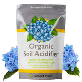 PERFECT PLANTS Organic Soil Acidifier bag balances soil pH for healthier crops.