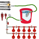 Perfsign water hoses in use, enabling easy setup for automatic poultry hydration.
