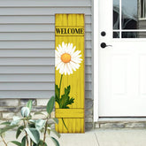 PEROUU Spring Daisy Welcome Sign on bright yellow board adds cheerful entry appeal