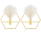 Peryiter 2-pcs boho hexagon metal wall decor with gold finish for stylish accent walls