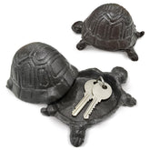 Pesilo cast iron turtle key hider front view, durable outdoor protection for spare keys.