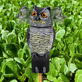 Pestvanish Owl Decoy with 360-degree rotating head deters rooftop birds