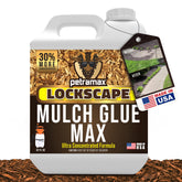 Petra Max Lockscape Glue bottle close-up shows strong mulch and stone binding