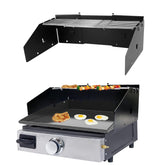 Petrirufun wind guard placed over the griddle to stabilize heat during windy cooking sessions