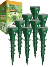 Pexpel solar lawn unit in a well-kept yard deterring burrowing pests with solar power