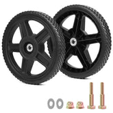 Phepetroll 12-inch lawn mower wheels kit side view for easy yard maneuvering.