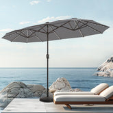 PHI VILLA 13ft umbrella with color-changing LEDs side view enhances outdoor evenings.