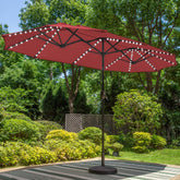 PHI VILLA 13ft patio umbrella with LED lights along each rib for chic outdoor ambiance