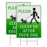Philoch clean-up dog sign 12x9 front view; high visibility for lawns