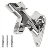 PHITRIC flag pole holder outdoor wall mount in polished 316 stainless steel for weather resistance.