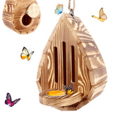Phoncoo wooden butterfly house hanging in a garden invites butterflies to linger and rest.