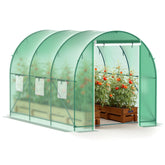 Phonjoroo greenhouse front view, showing heavy-duty frame and walk-in interior.
