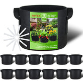 PHYEX 12-pack grow bags group shot showing 20-gallon capacity for versatile planting